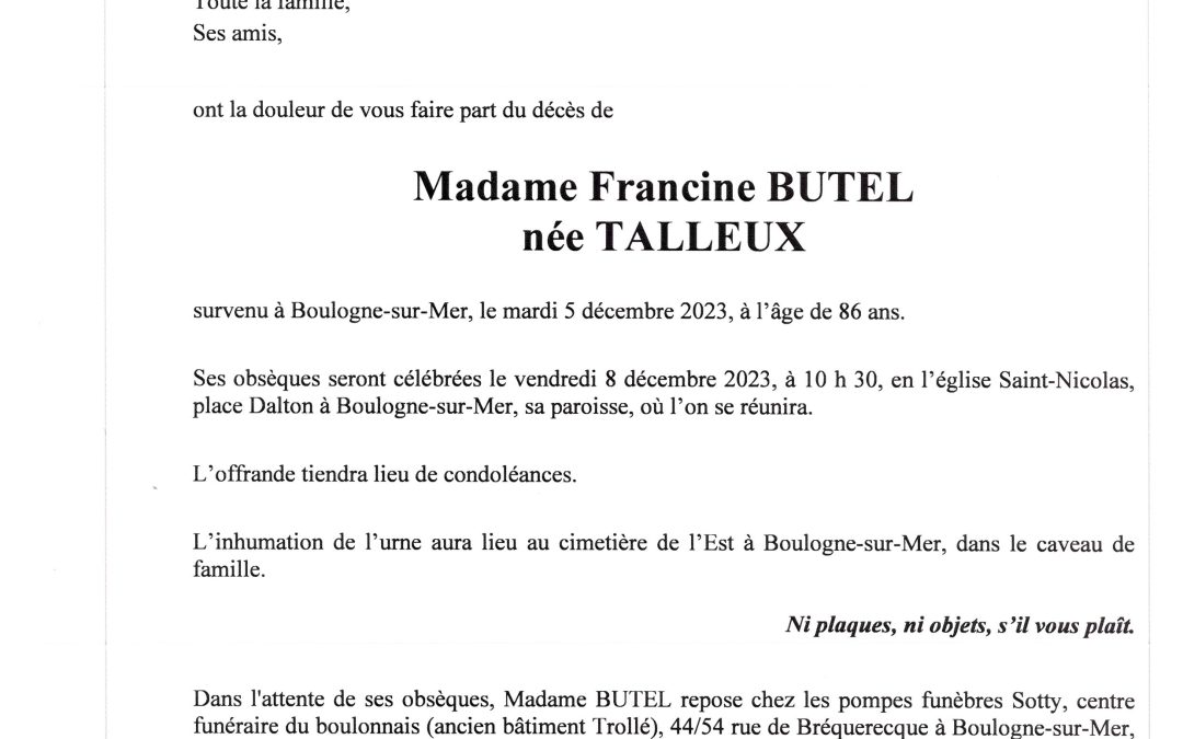 Madame Francine Butel Pompes Fun Bres Toupet Sotty