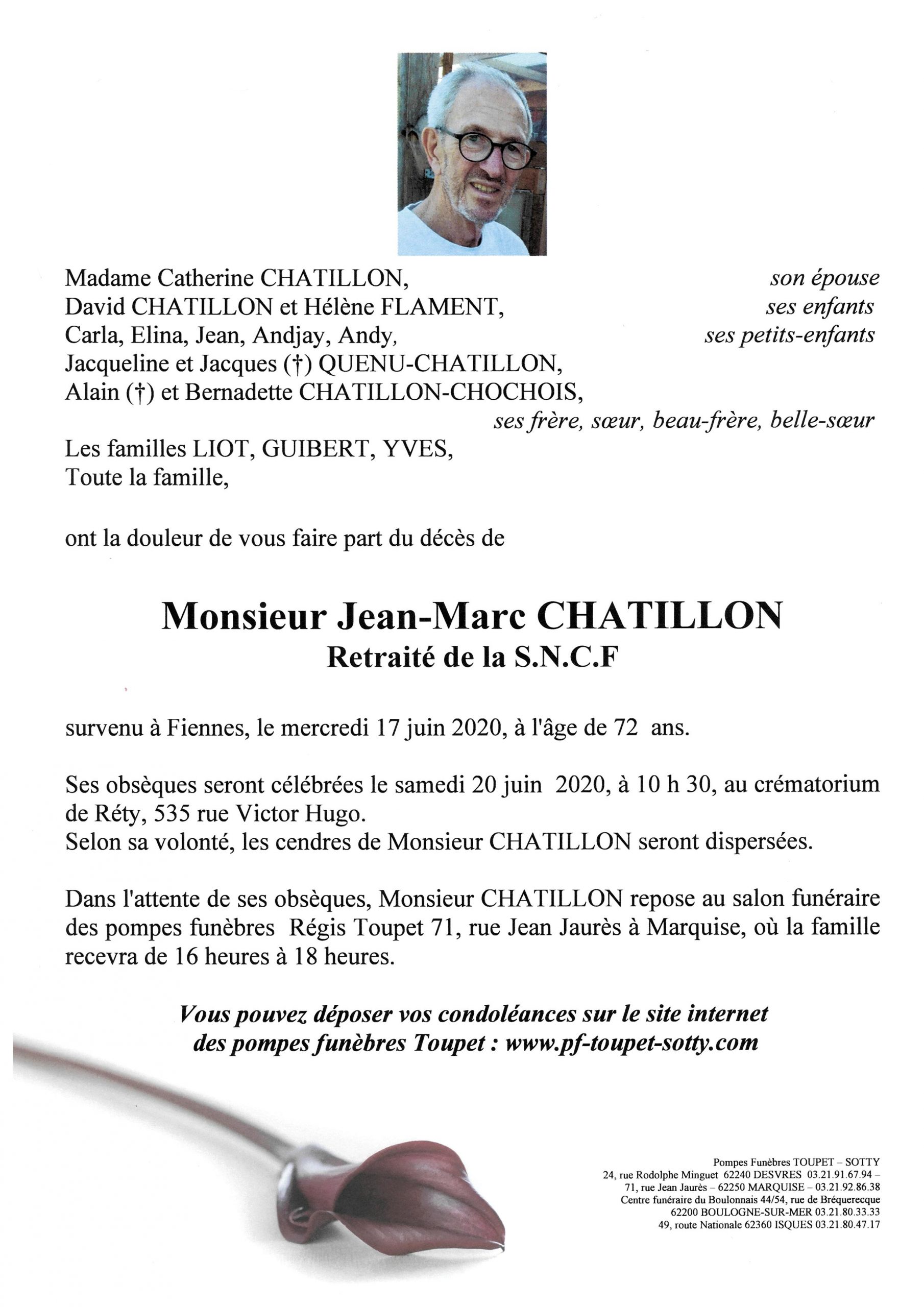 Monsieur Jean Marc Chatillon Pompes Funebres Toupet Sotty