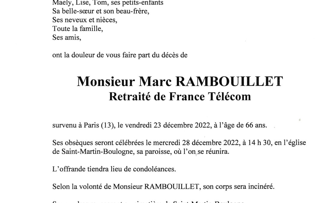 Monsieur Marc RAMBOUILLET Pompes Fun bres Toupet Sotty